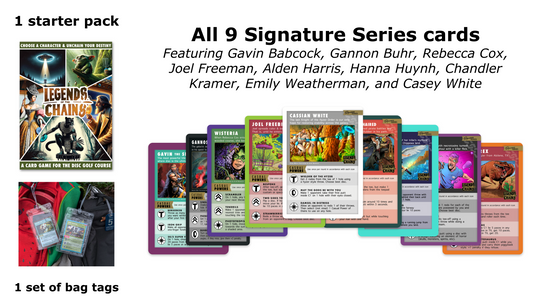 Deluxe bundle (1 Starter pack, 9 Sig Series cards + bag tags)